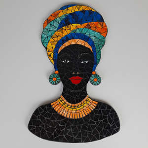 African Lady Mosaic Wall Art 53x2x33cm