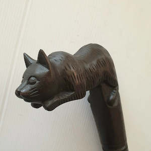 All: Carved Walking Stick Cat