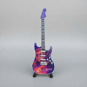 Minature Collectible Guitars And Drum Kits: Minature Guitar on Stand Elton John 24x8x1cm