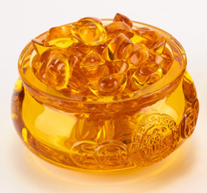 Crystals And Votex Wind Spinners: Crystal  Wealth Bowl With Ingots 10x10x6cm