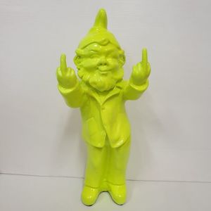 Cheeky Gnome Statue Double Finger Green