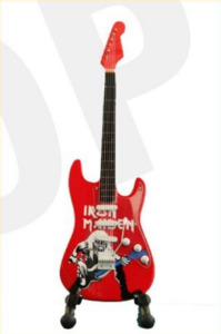 Minature Guitar on Stand Iron Maiden