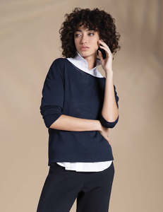 Woman Tops Tunics In Italy: Made in Italy Boat Neck Light Sweater - Caterina D