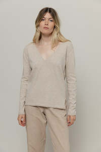 Woman Tops Tunics In Italy: Cotton Sweater Aura Beige - Rifo'
