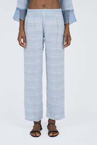 Bottoms Collection In Italy: Handmade Linen Trousers Agata Blu - Marilu