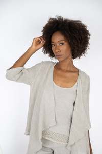 Shirt And Jacket Collection In Italy: Handmade Linen Jacket Giulia Beige - Marilu