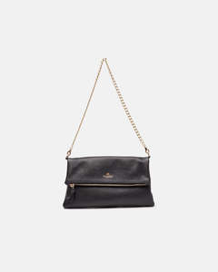 Cuoieria Fiorentina: Genuine Leather Clutch Bag Velvet Black - Cuoieria Fiorentina