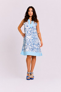 Pure Linen Dress Mikonos Aquamarine - PosiTiamo
