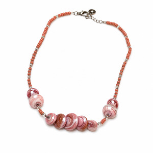 Murano Glass Necklace Monete Pink - Antica Murrina Venezia