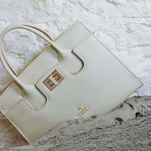 Cuoieria Fiorentina: Genuine Leather Tote Bag Bella White - Cuoieria Fiorentina