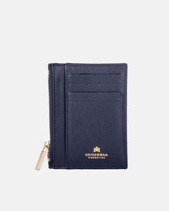 Cuoieria Fiorentina: Genuine Leather Card Holder Navy - Cuoieria Fiorentina