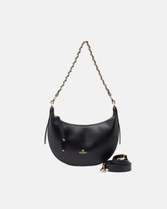 Genuine Leather Small Hobo Bag Eva  Black- Cuoieria Fiorentina