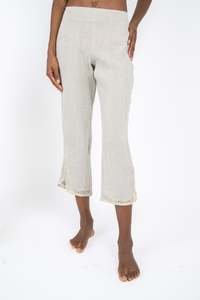 Handmade Linen Trousers Greta Beige - Marilu