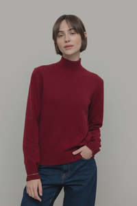 Woman Tops Tunics In Italy: Cashmere Turtleneck Sweater Ada Red - Rifo'