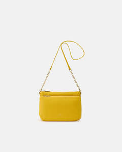 Cuoieria Fiorentina: Genuine Leather Velvet Double Bag Yellow - Cuoieria Fiorentina