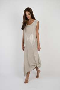 Dresses Collection In Italy: Handmade Linen Dress Gica Beige - Marilu