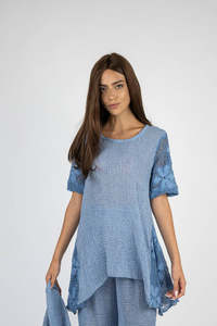 Handmade Linen Tunic Saltarello Blue - Marilu