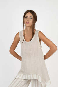 Handmade Linen Top Jive Beige - Marilu
