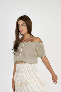 Handmade Linen Top Fandango Beige - Marilu