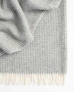 Throw: Weave Home Breckon Wool Throw Blanket - Fog | NZ Made | Waffle