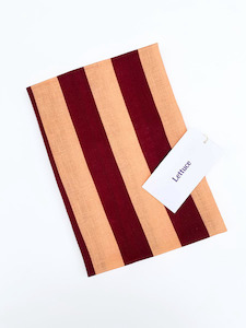 Tea Towel: Bold Stripe Peach & Burgundy Linen Tea towel, by Lettuce | 100% Linen