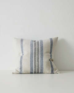 Franco Striped Linen: Weave Home Franco Cushion - Denim | 50 x 50cm