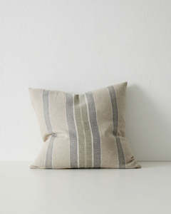 Franco Striped Linen: Weave Home Franco Cushion - Sage | 50 x 50cm