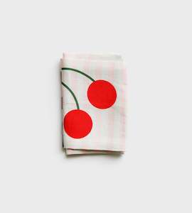Linen Tea Towels: Cherry Printed Linen Tea towel by Lettuce | 100% Linen