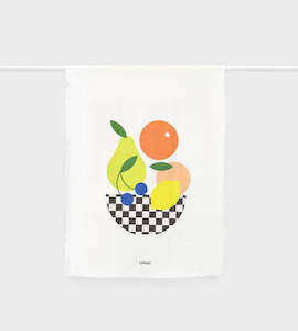 Linen Tea Towels: Fruit Bowl Printed Linen Tea towel, by Lettuce | 100% Linen