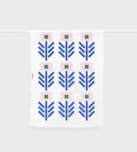 Linen Tea Towels: Geo Flowers Printed Linen Tea towel, by Lettuce | 100% Linen