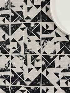 Hand-printed 100% Linen Tea Towel - Foundation, Black