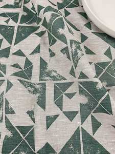 Hand-printed 100% Linen Tea Towel - Foundation, Green