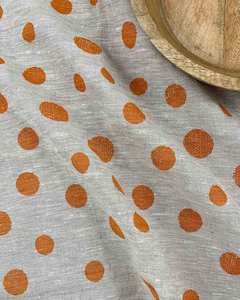 Hand-printed 100% Linen Tea Towel - Spots, Orange