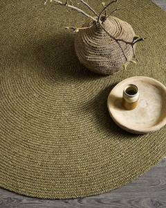 Wool Blend Rugs: Baya Tairua Handbraided Circular Rug - Moss Green