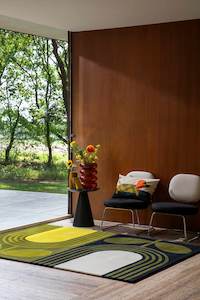 Orla Kiely: Orla Kiely Striped Tulip Rug - Seagrass | 100% Wool Designer Floor Rug