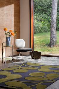 Orla Kiely: Orla Kiely Sprig Stem Rug - Marine | 100% Wool Designer Floor Rug