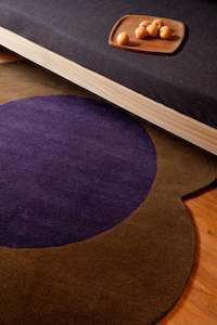 Orla Kiely: Orla Kiely Spot Flower Rug - Chestnut and Violet | 100% Wool Floor Rug