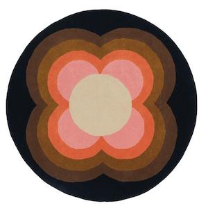 Orla Kiely: Orla Kiely Sunflower Round Rug - Pink |  100% Wool Designer Floor Rug