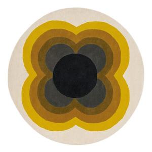 Orla Kiely: Orla Kiely Sunflower Rug - Yellow | 100% Wool Round Floor Rug