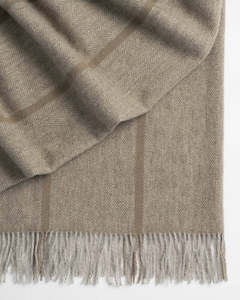 Patterned Throws: Weave Home Mosgiel Wool Throw Blanket - Moss | Large Size