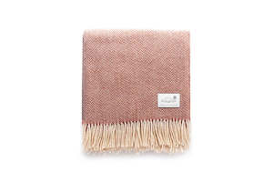 New Zealand Made Throws: Ruanui Station Lambswool Throw - Pipipi Pink Chevron