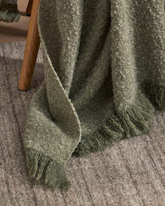 Boucle Throws: Weave Home Clive Wool Throw Blanket - Spruce | NZ Made | Bouclé