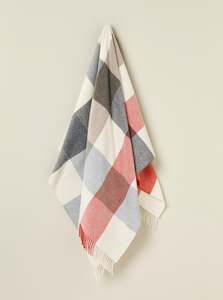 Plaid Throws: Checkerboard Throw Blanket - Islay Orange | 100% NZ Merino Wool