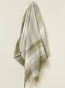 Plaid Throws: NZ Wool Throw - Woodale - Olive | 100% Pure Wool