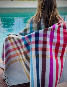 Plaid Throws: NZ Merino Throw Blanket - Henley Grey | 100% Pure Wool