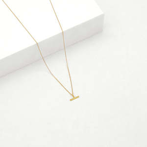 Linda Tahija: Linda Tahija Mini T-Bar Gold Necklace