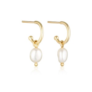 Earrings: Linda Tahija Baroque Pearl Core Gold Hoop Earrings