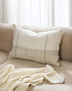 Cushions: Baya Oliver Lumbar Cushion - Sand