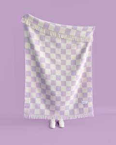 Maison Deux Checkerboard - Lilac | Large Reversible Wool Throw