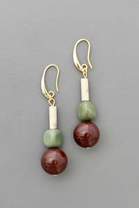 David Aubrey Jasper and Serpentine Dangle Earrings